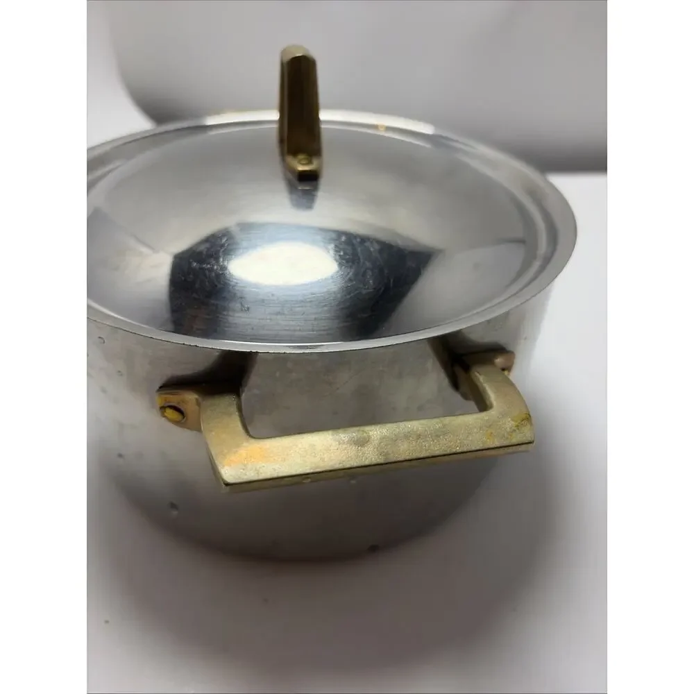 VNT Paul Revere Ware Brass Handles Stainless Steel 1801 3 Quart Stock Pot USA